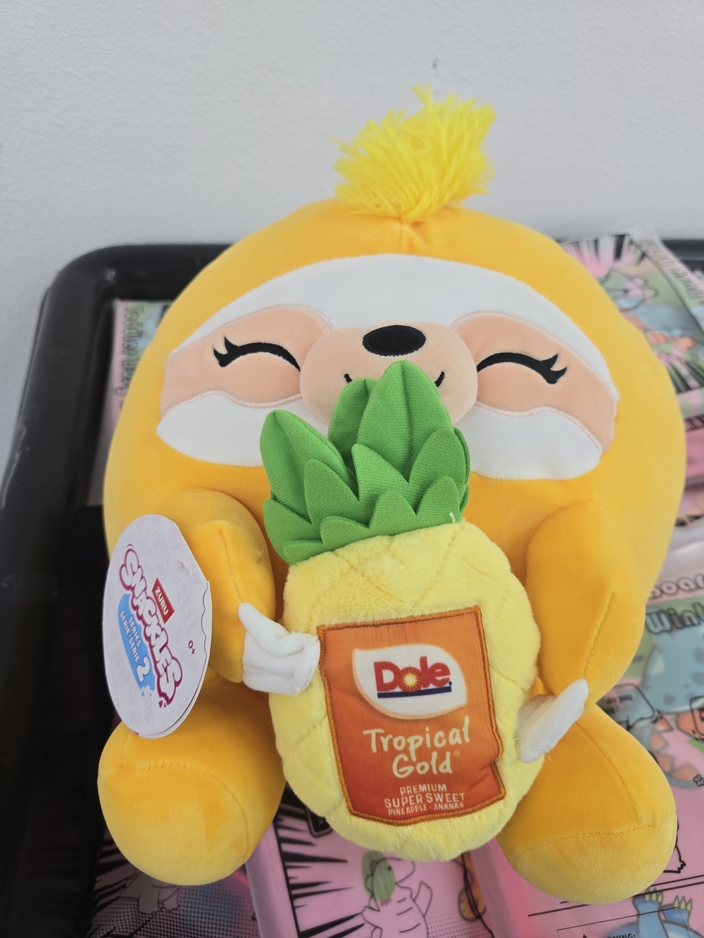 Tropical Gold Yellow Pineapple Plush Sloth Stuffed Toy